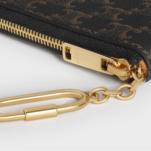 CELINE Coin & Card Pouch purse in Triomphe Canvas w Hook Brand new w tags/box - Picture 5 of 11